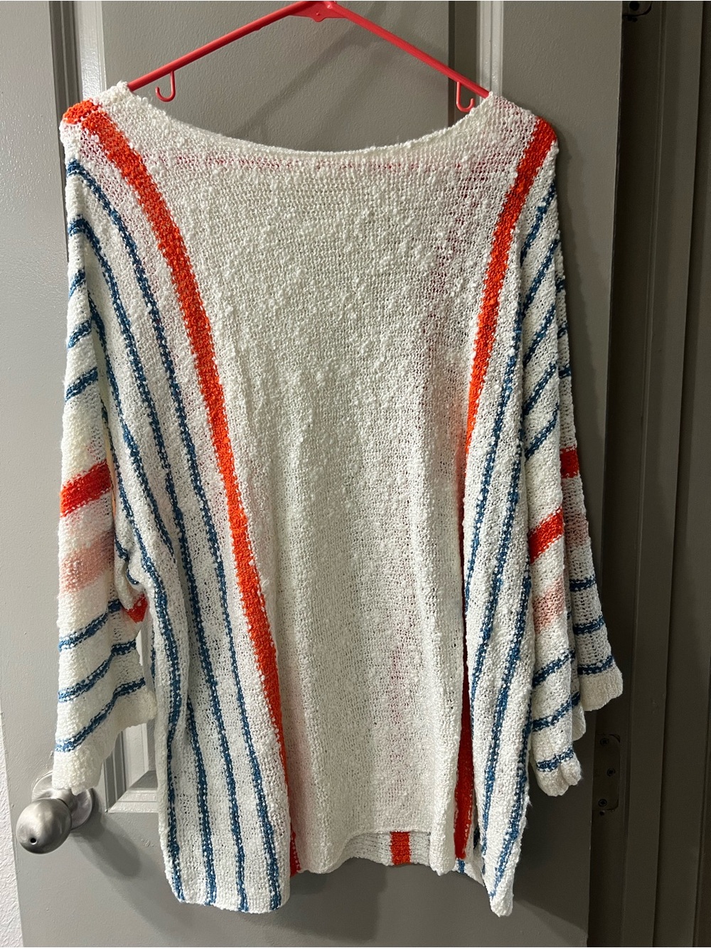Cozy Flowy Sweater with Blue & Orange Stripes